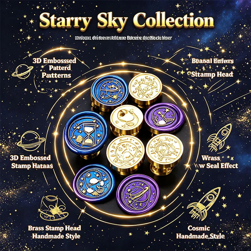 Starry Universe Wax Seal Stamp Head Fire Paint Copper Head Vintage for Wedding Gift Packaging Envelopes Invitations DIY Crafts