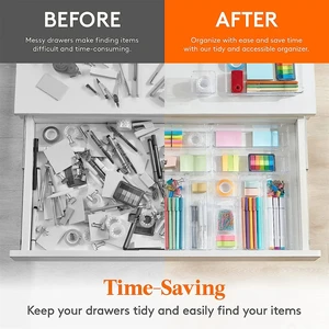 Klarer Organizer -Set, Tabletts und Partitionen für Plastikschubladen, geeignet für perfekte Make -up- und Küchenlager, 4 Größen, vielseitig, 10 PCs 12 Hauptverkaufsordner mit Partitionen - №2