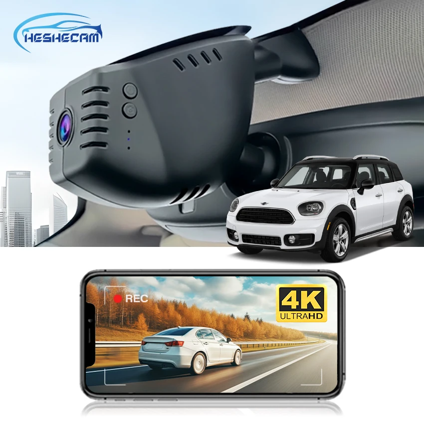 HESHECAM 4K Dash Cam for MINI Cooper Clubman Countryman 2014-2023 Models F54 F55 F56 F57 F60, OEM Style Car DVR, Wide Angle Lens