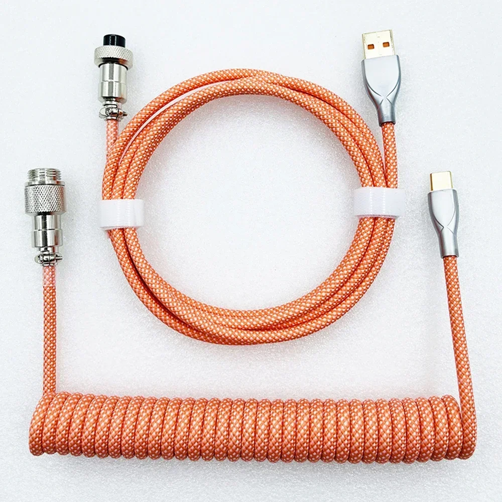 

Keyboard Cable USB C For Mechanical Gaming Keyboard Double-Sleeved Wire with Detachable Metal Aviator Connector Charging Coiled