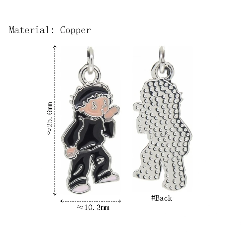 

10Pcs Copper Pendant Charms Platinum Color Plated Letter Black Enamel Approx 10.3x25.6mm Jewelry Special Gift For Women
