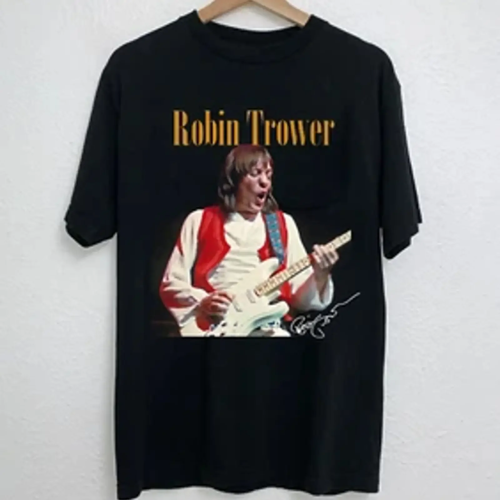 NEW Robin Trower Signature  T Shirt Black All Sizes vintage Washed Stylish fashion Versatile Breathable designer clothes homme