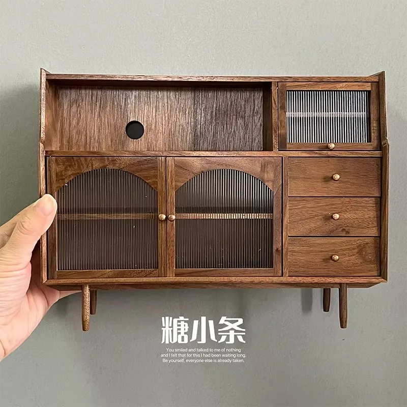 1/6 Poppenhuis Model Meubelaccessoires Walnoothout Dressoir Keuken Zijkast Bjd Ob11 Gsc Blyth Soldaat Lol Miniaturen