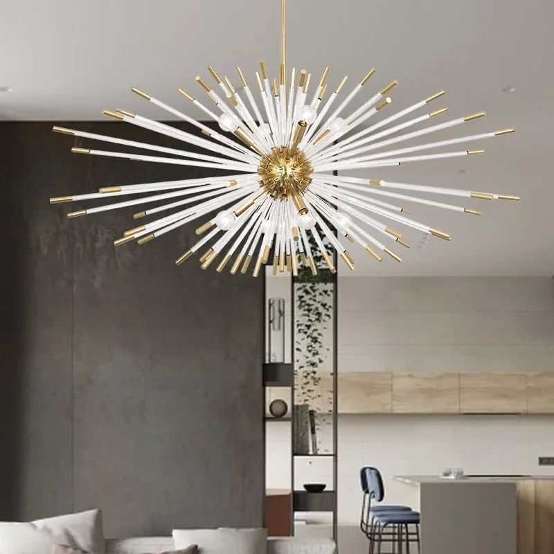 Imagem -05 - Nordic Starburst Lustre para Sala e Quarto Designer de Luxo Criativo Bola de Luz Suspensa Sala de Jantar Dourada Luminárias