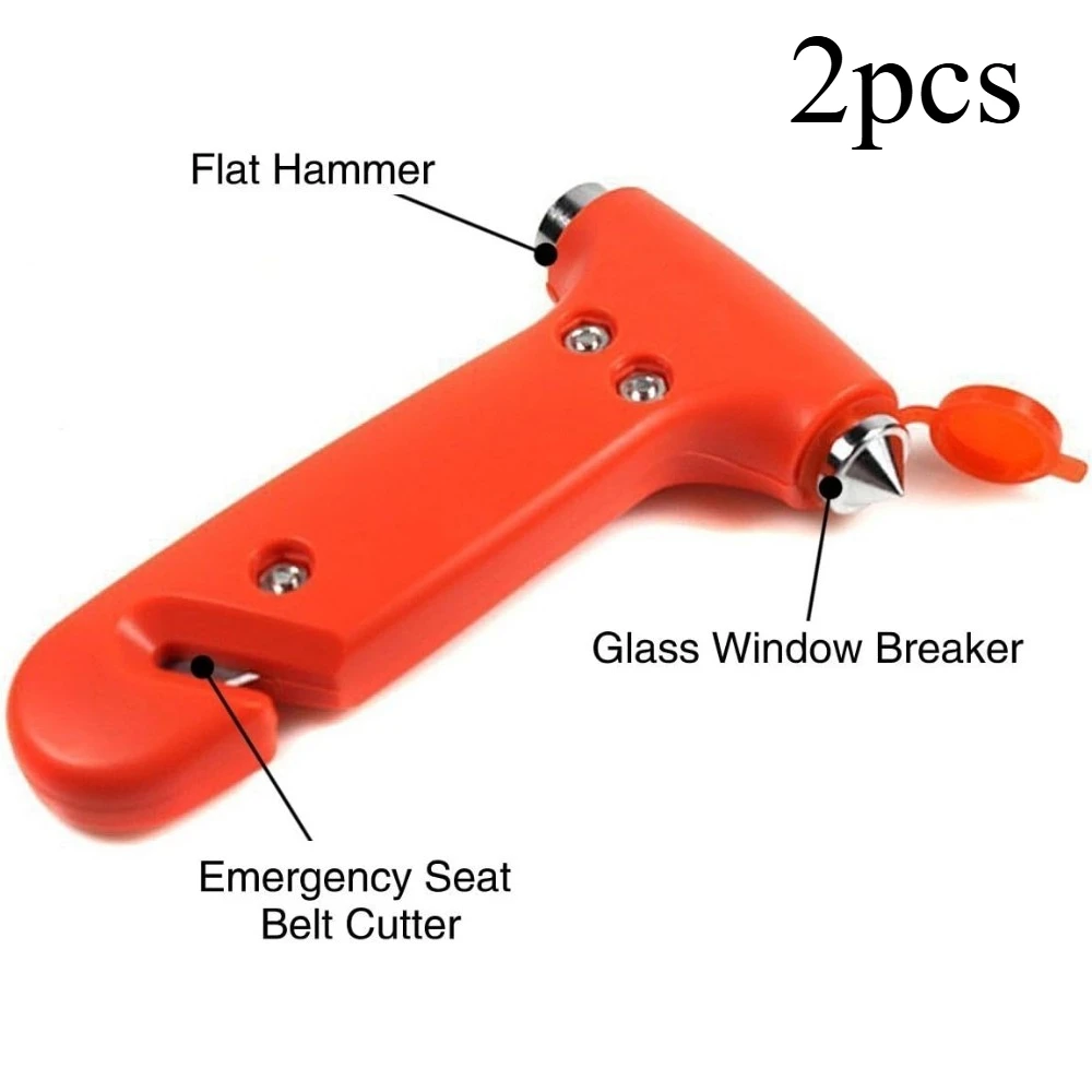 2pcs 2-in-1 Safety Hammer with One-Second Window Breaker and Seatbelt Cutter, Emergency Escape Tool for Vehicles, Office,