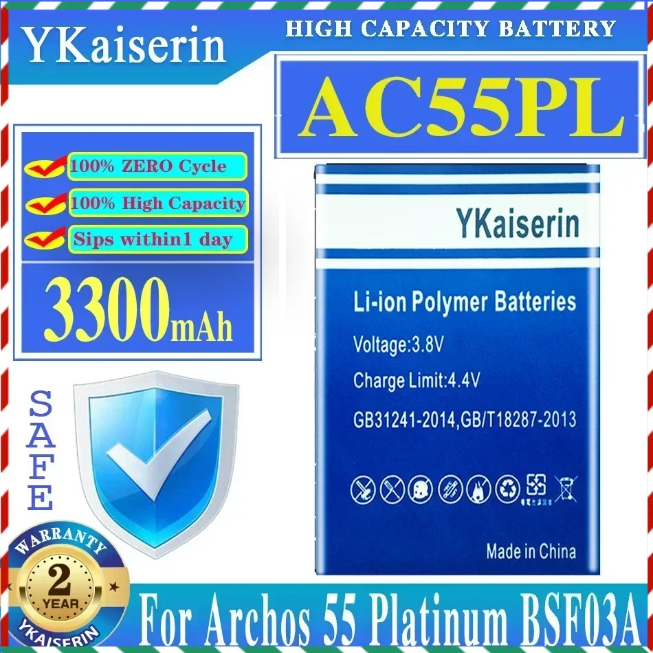 YKaiserin Cell Mobile Phone 3300mAh Battery For Archos 55 Platinum AC55PL BSF03A Batteries Phone Smart Replacement Batteries