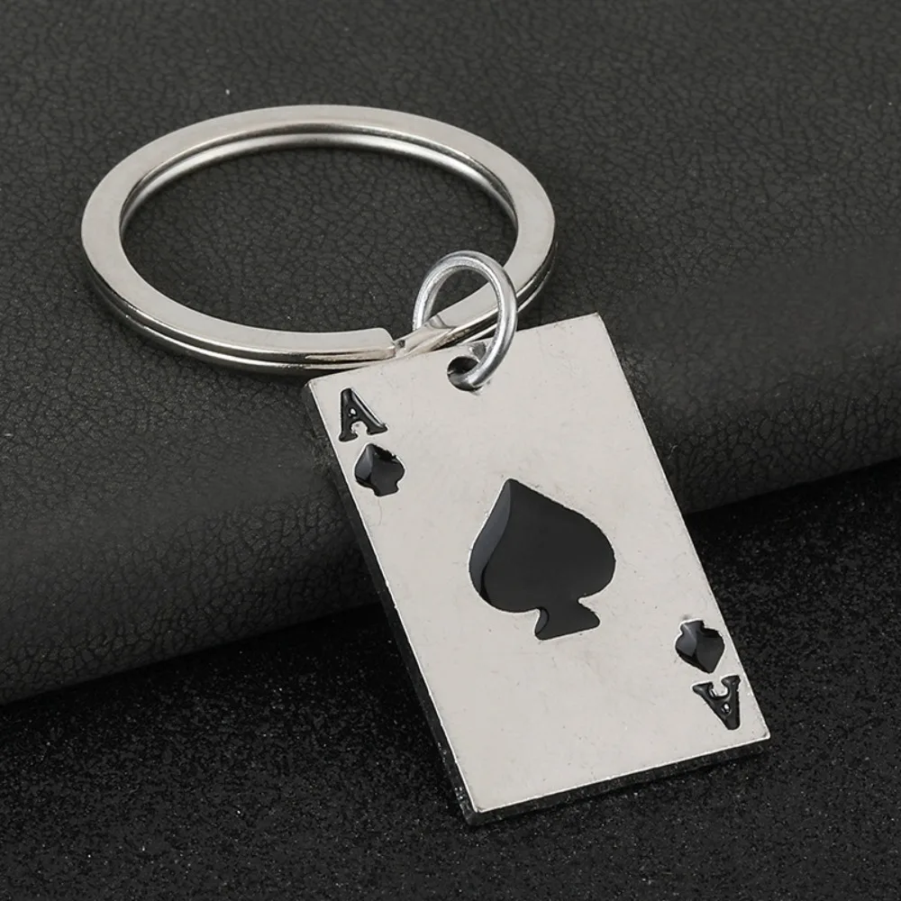 Modische Spielkarten-Schlüsselanhänger Vintage Metall Kreative Texas Poker Spiel Anhänger Schlüsselring für Männer Rucksack Auto Zubehör Geschenke – Detail 5