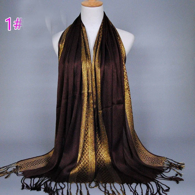 170*60cm New Tassel Scarf Women Muslim Hijab Turban Fringed Shawl Wrap Islamic Stoles Bandanas Pashmina Bufanda Foulard Scarves