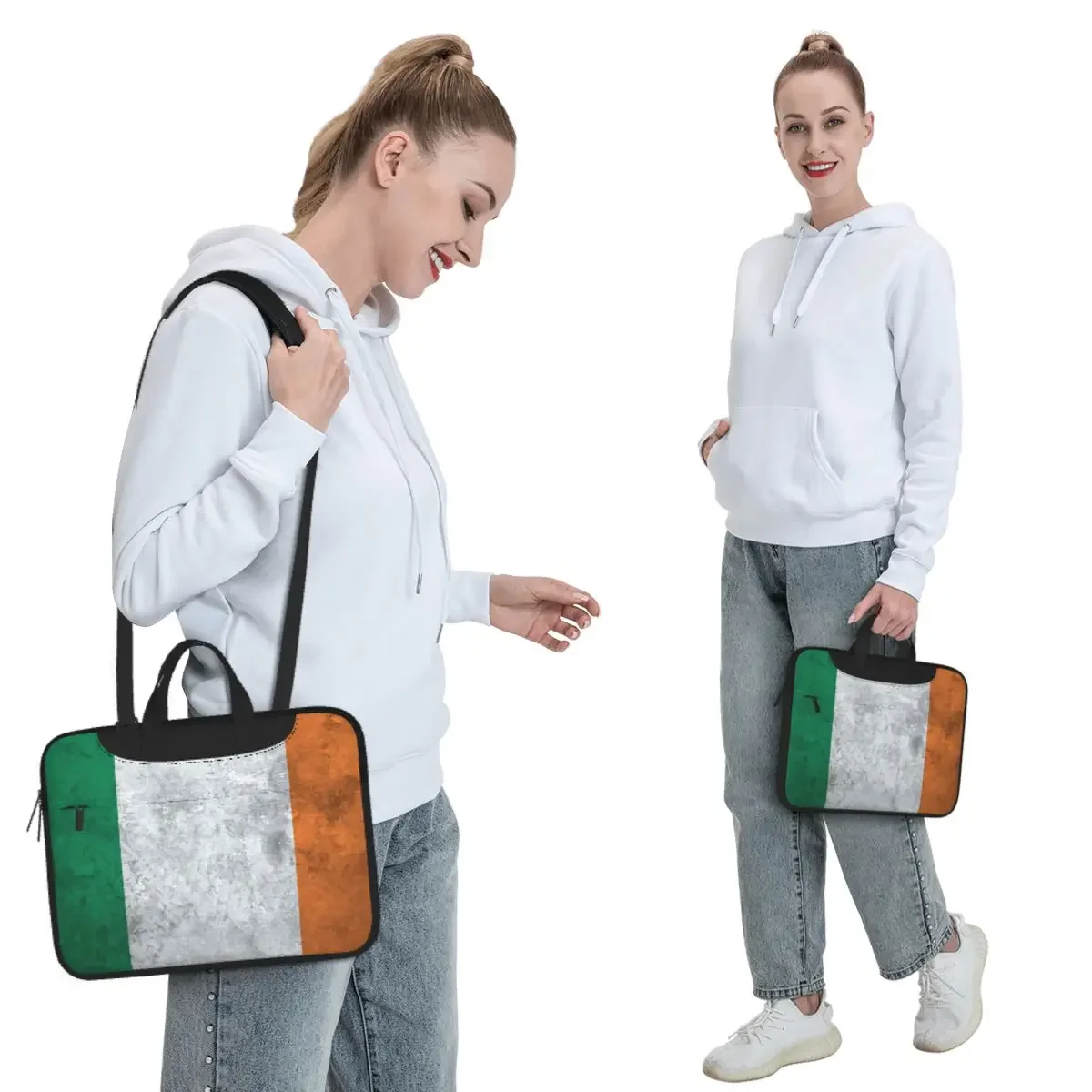 Distressed Irish Flag Laptop Bag Case Resistant Protective Computer Bag 13 14 15.6 Inch Crossbody Laptop Pouch Notebook Pouch