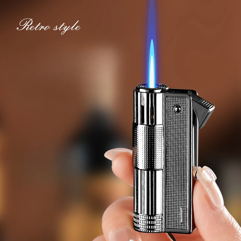 

Newest Retro Direct Lighter, Light Luxury Aesthetic, Windproof, Blue Flame, Direct Press, Ignition, Men's Gift Cigarette Lighter