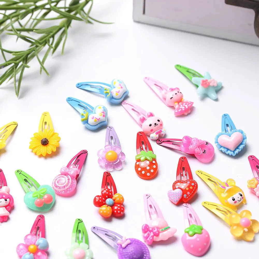 10/20Pcs Cartoon Flower Pattern Girls Hairpins Lovely Kids Hair Clips Butterfly Shaped Hair Jewelry Baby Infant Flower BB Clips