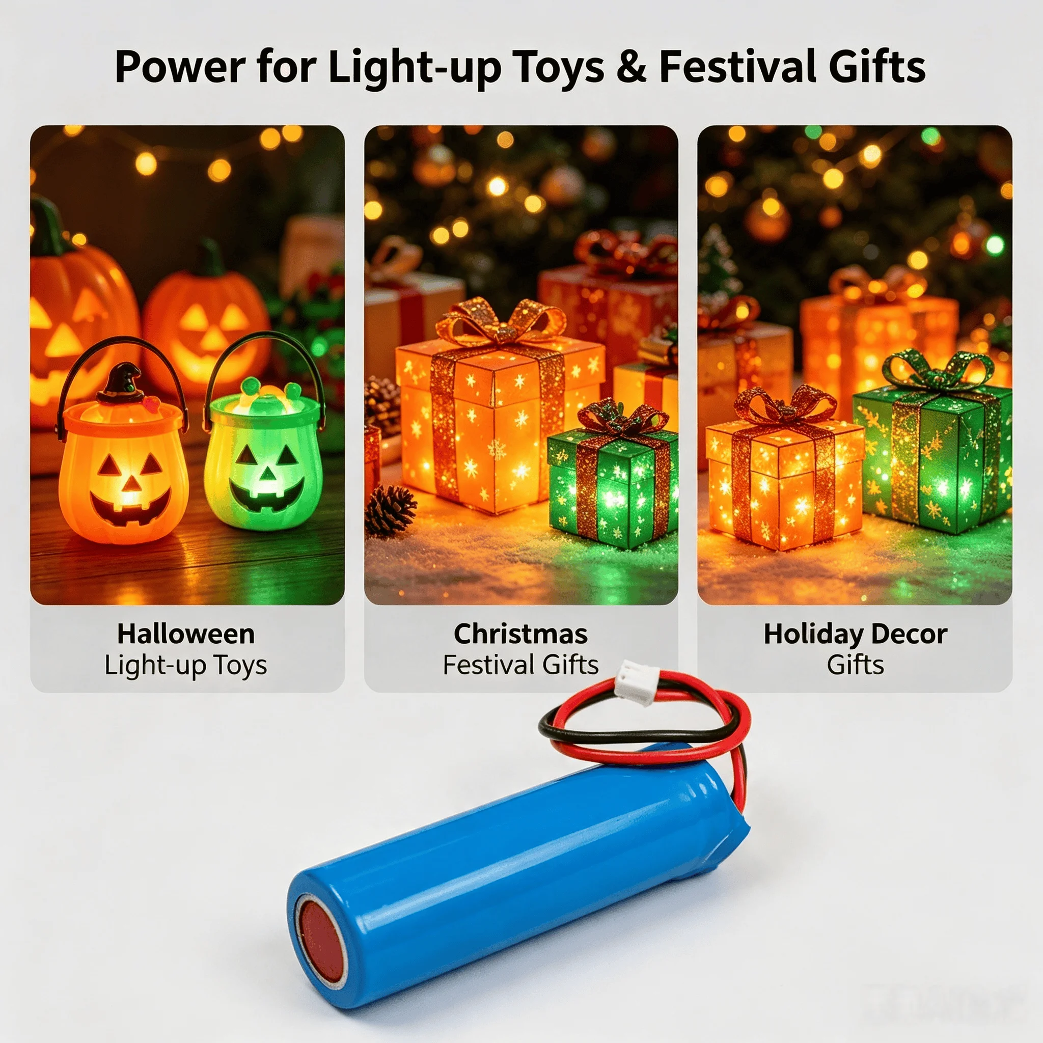 18650 2200mAh 3.7V Rechargeable Lithium Cell, 4.2V Charging Replacement Power For Halloween Light‑up Toys & Festival Gifts