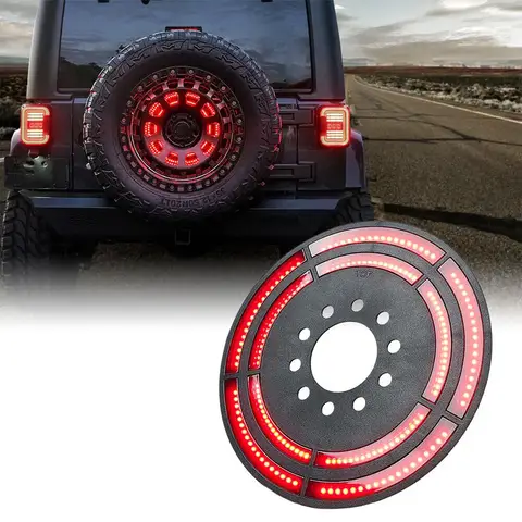Jeep Wrangler JK/JL/JLU 2007-2020 모델용 고강도 LED 세 번째 브레이크 라이트 - 스페어 타이어 후방 램프