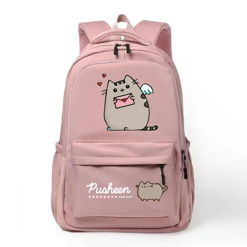 Cartoon Cat Backpack Solid Color Casual Women Backpack Teenage Girl School Bag Student Girls Shoulder Bag Casual Mochilas