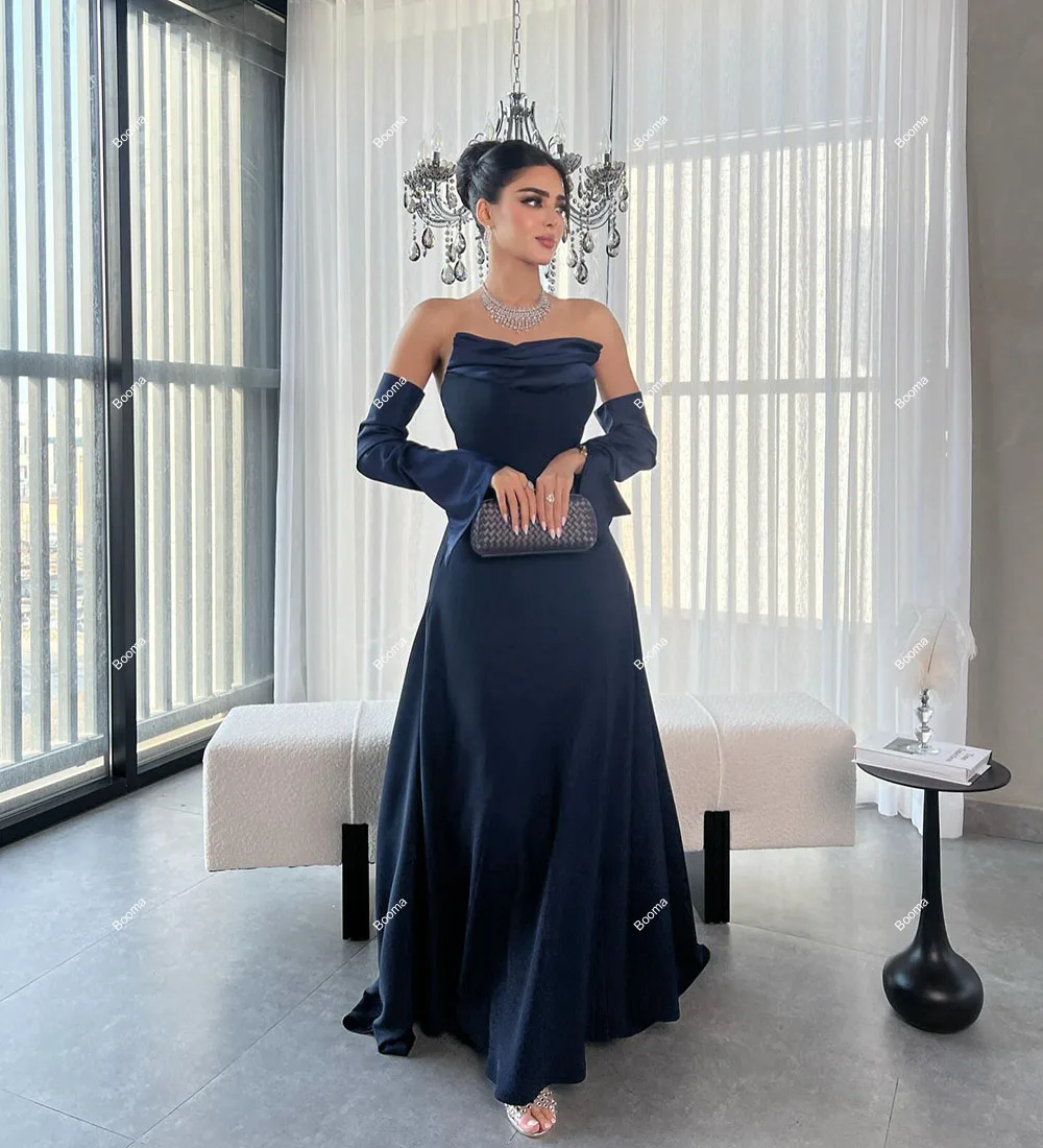 Booma A-Line Elegant Evening Dresses Strapless Sleeveless Formal Party Gowns for Women Floor Length Prom Dresses Dubai