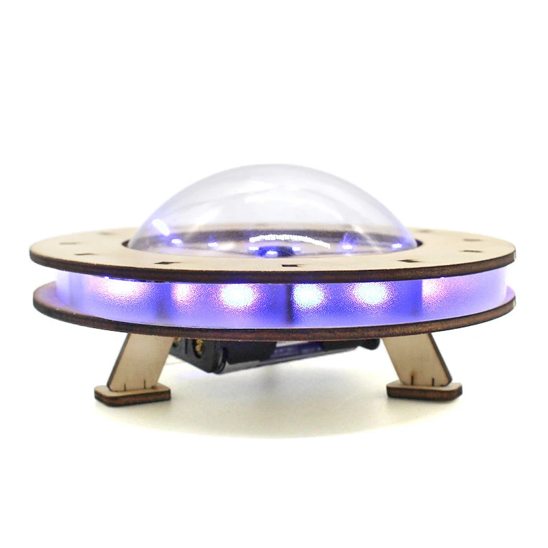 Blue Light UFO Kids Science Toy Technology Physics Teaching Aids DIY Spaceship Learning Educational Toys for Children