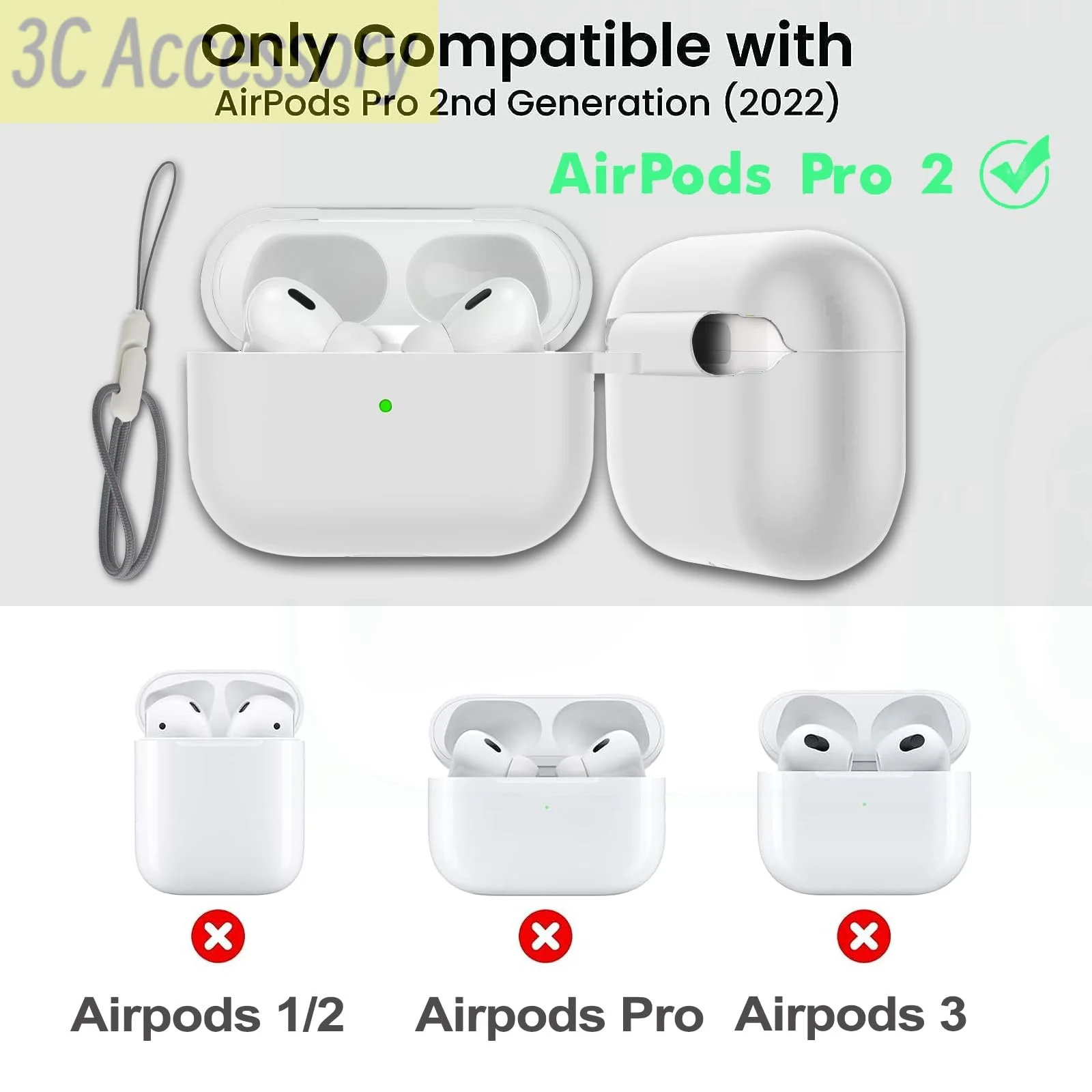 Dla AirPods Pro 2nd Gen 2023 2 etui ochronne silikonowe etui do apple airpod pro 2 ze smyczą akcesoria do słuchawek