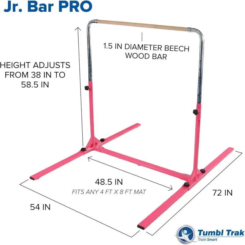 Jr. Bar PRO Adjustable Height Horizontal Gymnastics Kip Bar for the Gym or Home