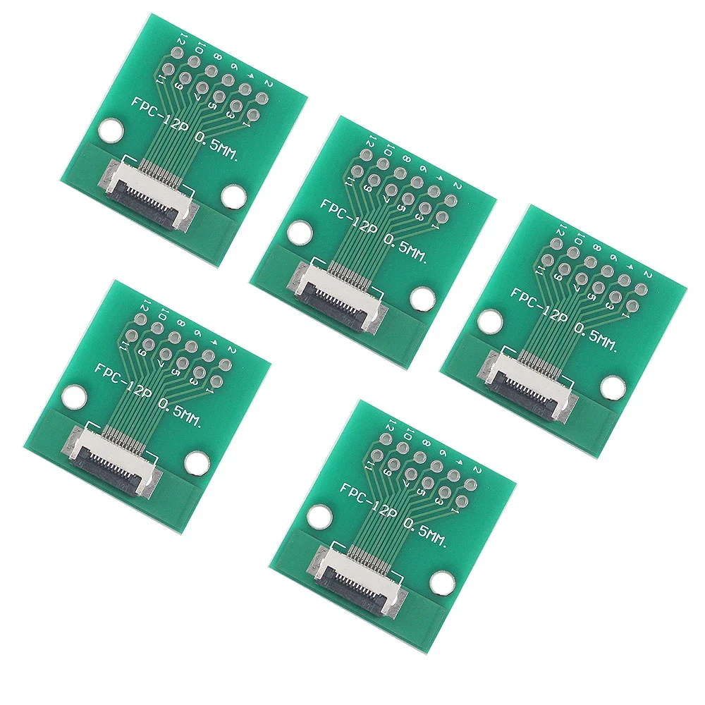 5PCS 12P FPC FFC Adapter Board 2.54mm Pitch Connector 32 mm × 26 mm SMT to 2.54mm PCB board