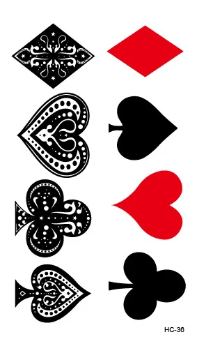 Autocollants de Tatouage Temporaire Étanche, Cartes à Jouer, Pêche, Petite Taille, Flash, Faux Tatouages pour Homme, Fille, Femme
