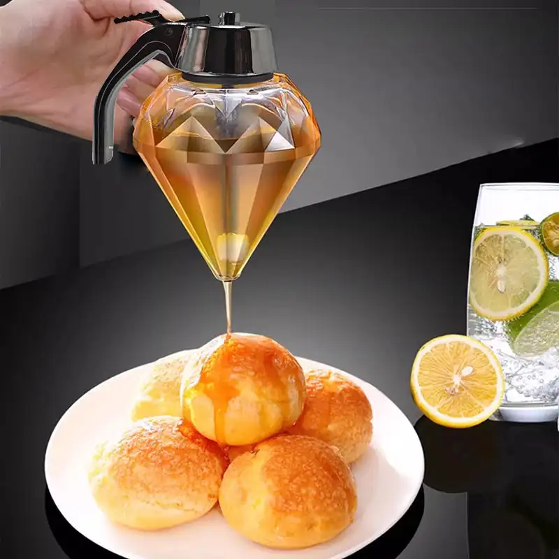 No Drip Acrylic Honey Pourer Dispenser with Stand Honey Jar Container Storage Juice Syrup Cup Bee Drip Dispenser Kettle