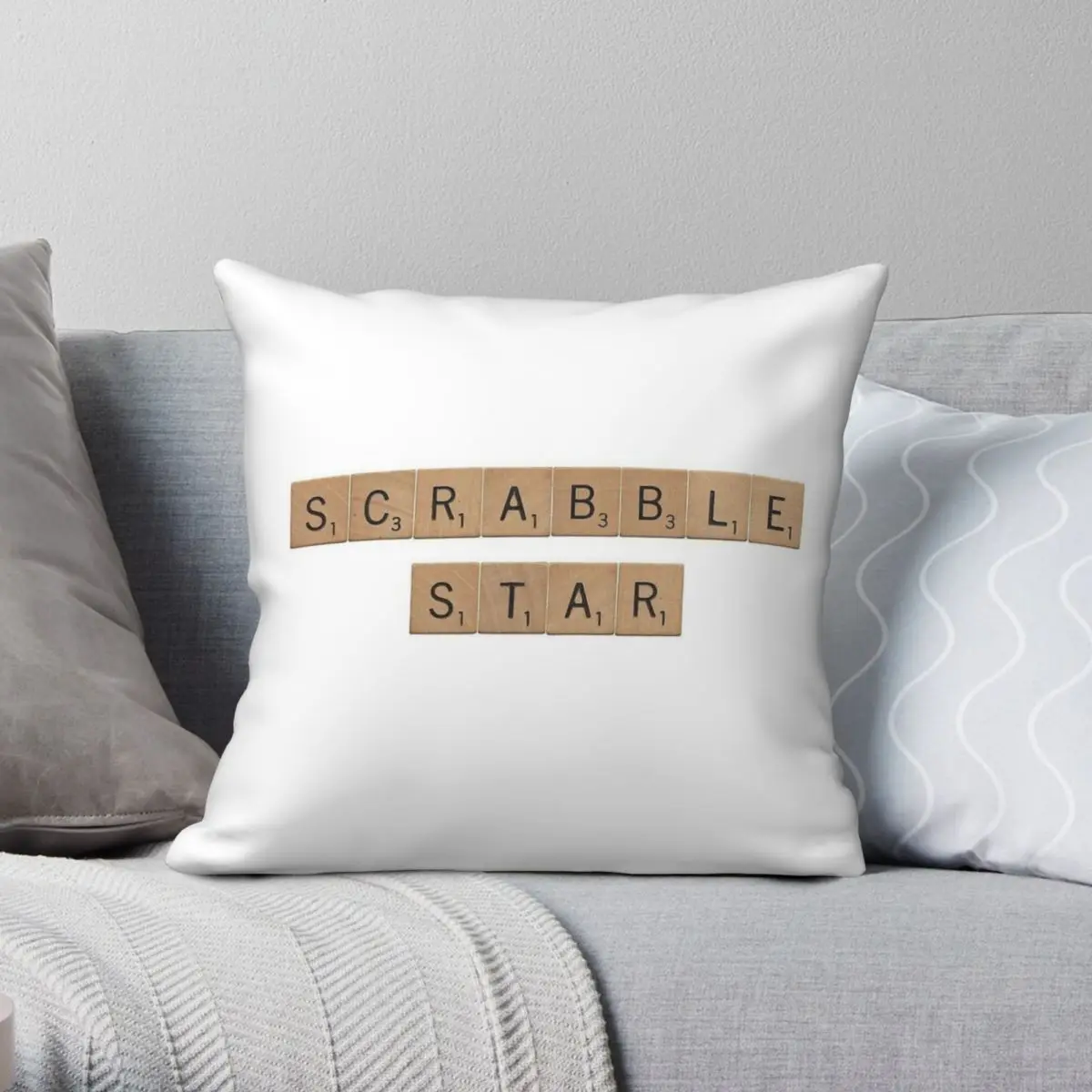 

Scrabble Star Square Pillowcase Polyester Linen Velvet Printed Zip Decorative Throw Pillow Case Sofa Cushion Case Wholesale 18"