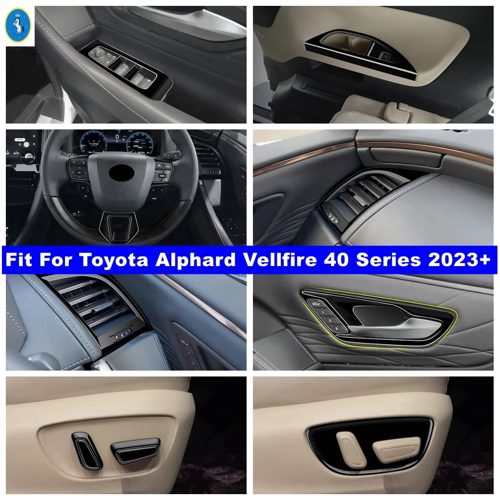 Window Lift Button / Steering Wheel / Water Cup Holder Cover Trim For Toyota Alphard Vellfire 40 Series 2023 2024 Accessories