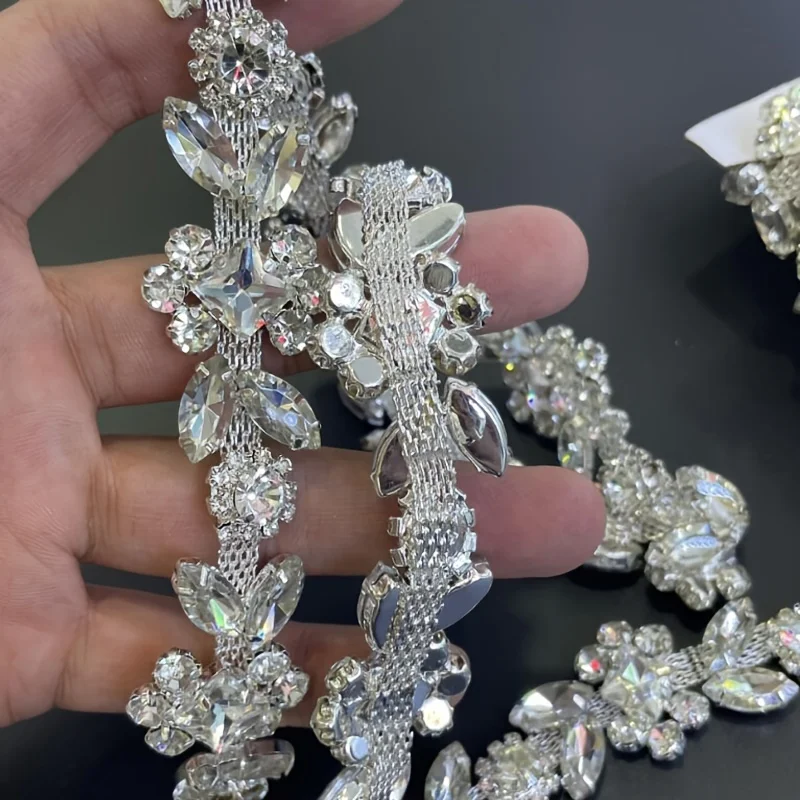 1 szt. Kryształowy łańcuszek z kryształkami szeroki musujący DIY wykończenia dekoracyjny diamentowy pasek na ramię modne dodatki do kapeluszy torby odzież