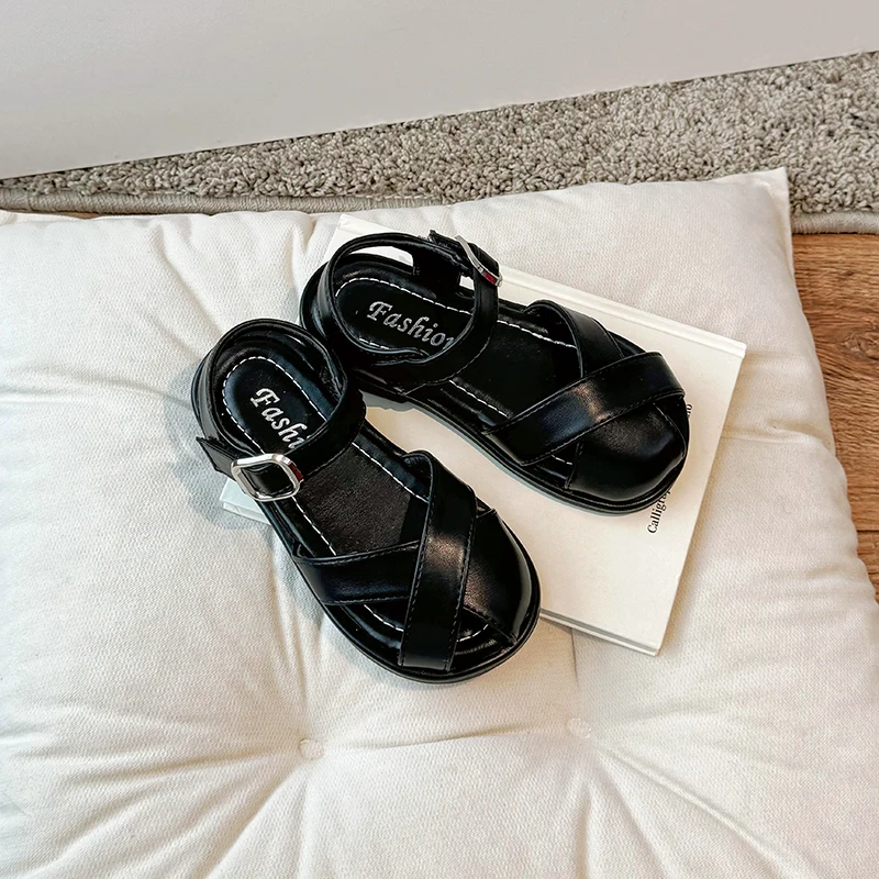 Kindermode Sandalen Voor Meisjes 2024 Zomer Casual Prinses Schoenen Romeinse Zoete Ademende Zachte Strandschoen Sandaal