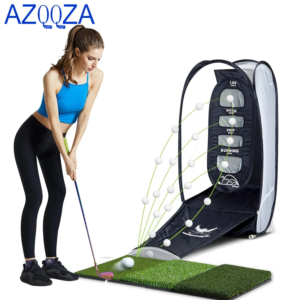 1set Golf Practice Hitting Net Indoor Backyard Home Chipping 2 Target& Tri-Turf Mat&Carry Bag,Ball Swing Training Aids Golfing