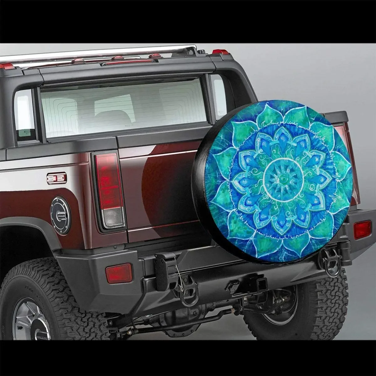 Abstract Blue Mandala of Vishuddha Chakra Spare Tire Cover Waterproof Dust-Proof UV Sun Wheel Tire Cover Fit for ,Trailer, R