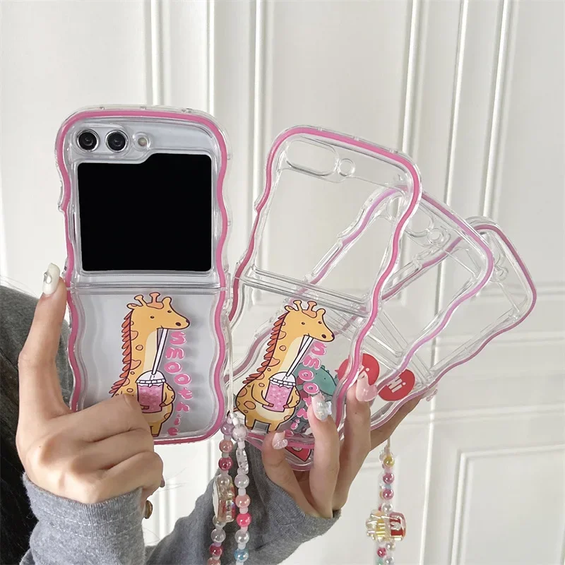 Custodia per telefono dinosauro cartone animato per Samsung Galaxy Z Flip 6 5 4 3 Cover posteriore per guscio protettivo ZFlip3 ZFlip4 ZFlip5 ZFlip6
