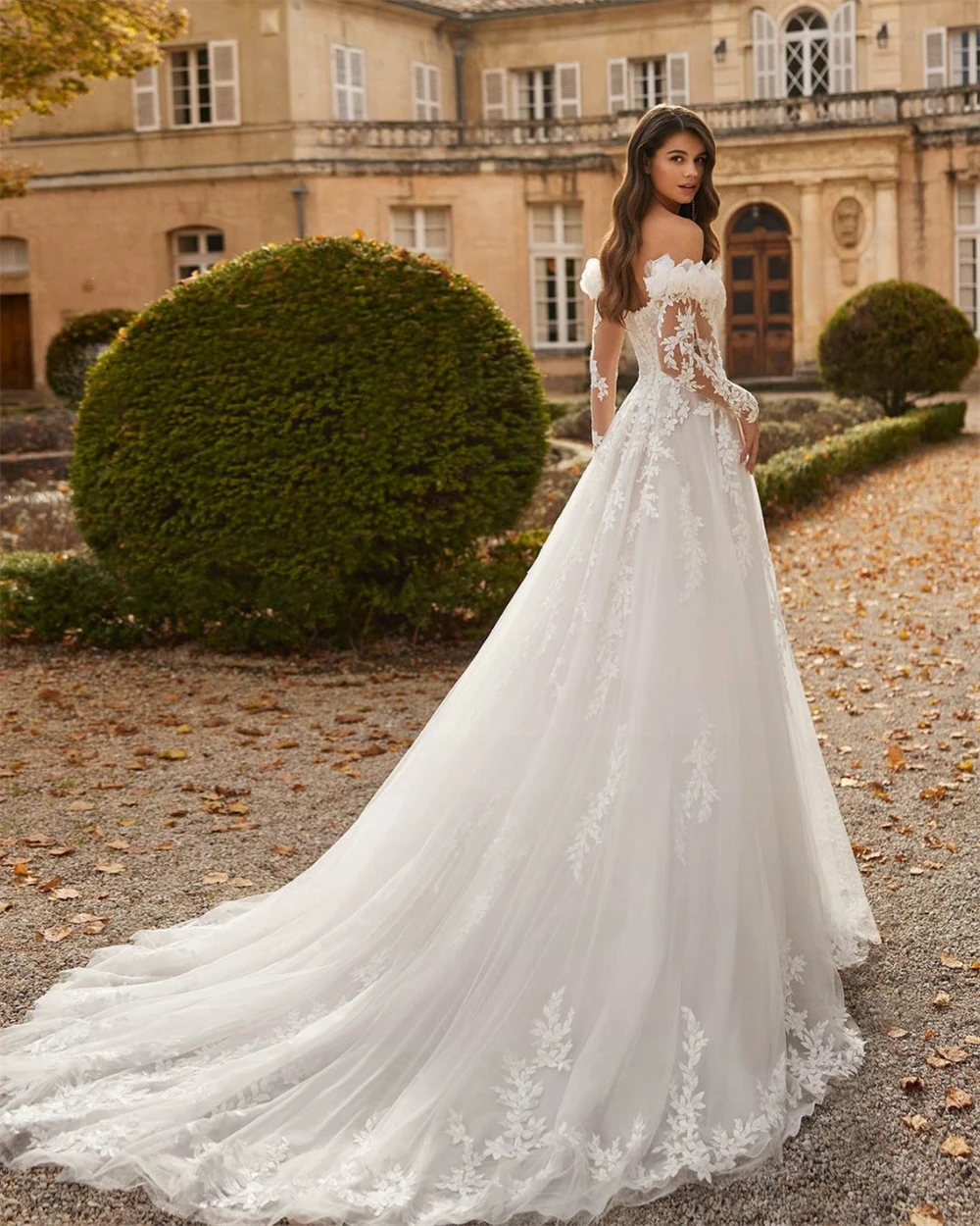 تخصيص لينة الأبيض الأورجانزا فستان الزفاف بوهو الحبيب قبالة الكتف زي العرائس مثير ألف خط ذيل محكمة رداء دي mariée