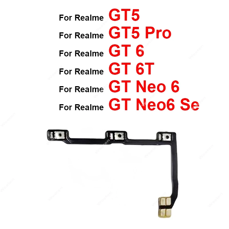 For Realme GT 5 GT5 Pro GT 6 6T Neo 6 Se Power Volume Key Flex Cable On OFF Volume Power Side Button Flex Cable Replacement