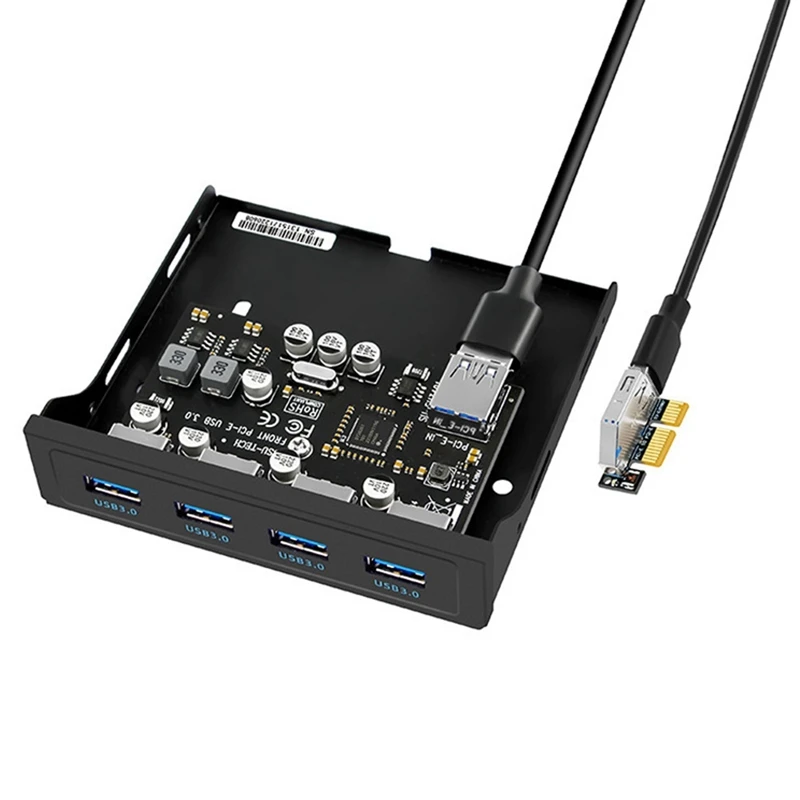 لوحة أمامية USB 4 منافذ USB 3.0 بسرعة 5 جيجابت في الثانية PCIE إلى USB3.0 HUB للكمبيوتر المكتبي محرك الأقراص المرنة Bay-ABVP #4