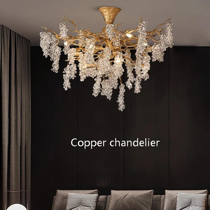 

Modern French Bedroom Crystals Chandelier Lighting Ceiling Lamp copper Led pendant Lights living room restaurant lighting 2023