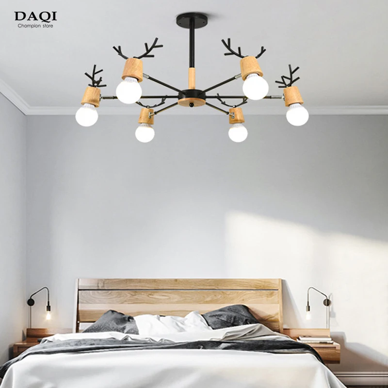 

Nordic bedroom restaurant E27 bulb antler pendant lamp bedroom ceiling lamp hotel pendant lamp decoration lighting wholesale