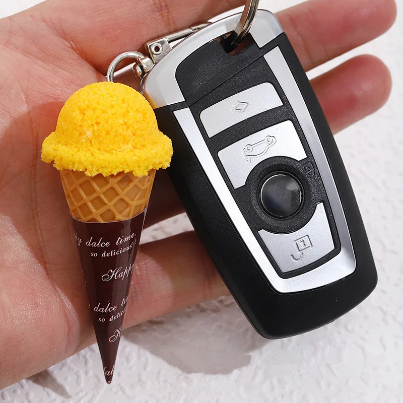 Mini Ice Cream Cone Keychain Creative DIY Model Photography Photo Props Simulation Food Decoration Keychain Schoolbag Pendant