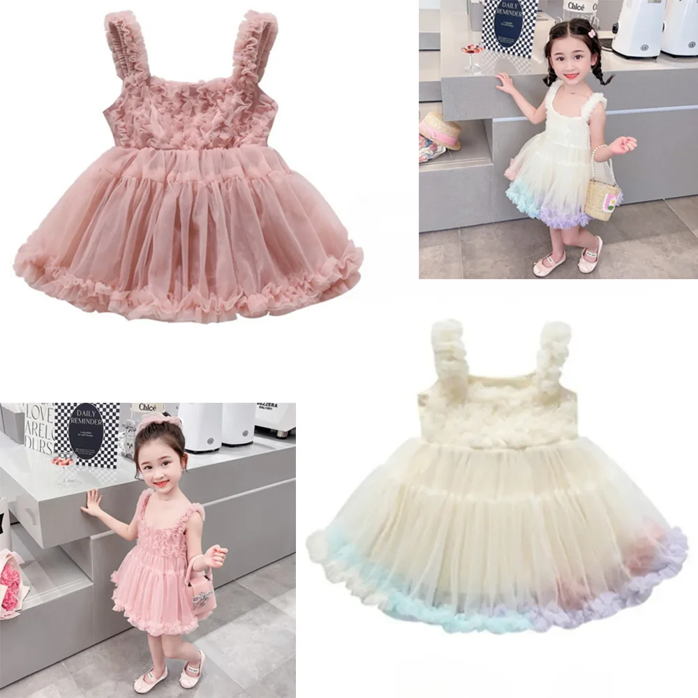 

Baby Girls TUTU Skirt Toddler Princess Dress Summer Baby Mesh Suspender Puff Skirt Fluffy Kids Pettiskirt Tulle Dance Skirts