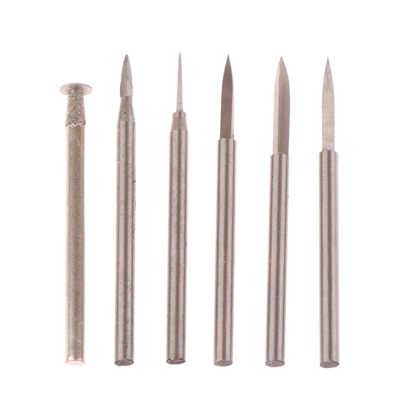 

6pc Tungsten Steel Engraving Carving Knife Set Sword Shaped 1/8inch Olive Amber End Mill Router Bit Wood Milling Cutter