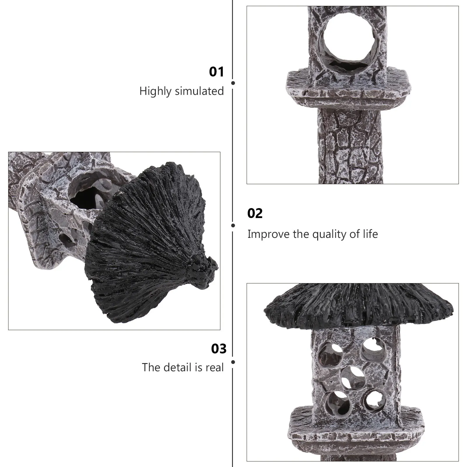 

Aquarium Accessories Decoration Adornment Hide Dark Grey Hiding Cave Fish Tank