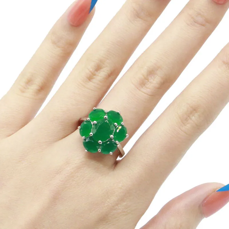 

20x17mm Jzaza Highly Recommend Top Selling Real Green Emerald Red Ruby Wear Silver Rings Many Sizes