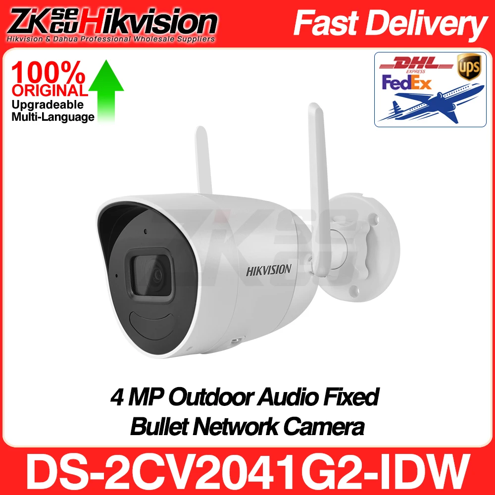 

Hikvision DS-2CV2041G2-IDW Original 4MP Outdoor WIFI Audio Fixed Bullet Network Camera EXIR 2.0 SD Slot IR 30M 2-Way Audio IP66