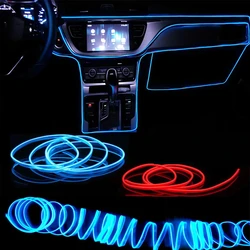 5M Car Interior Led Decorative Lamp EL Wiring Neon Strip For Auto DIY Flexible Ambient Light USB Party Atmosphere Diode