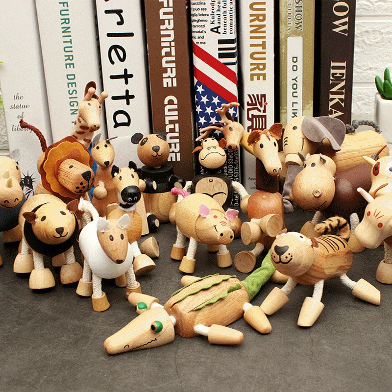 Figurines d'action en bois pour enfants, modèle d'Li-mobile, beurre, éléphant, singe, girafe, jouets de discussion