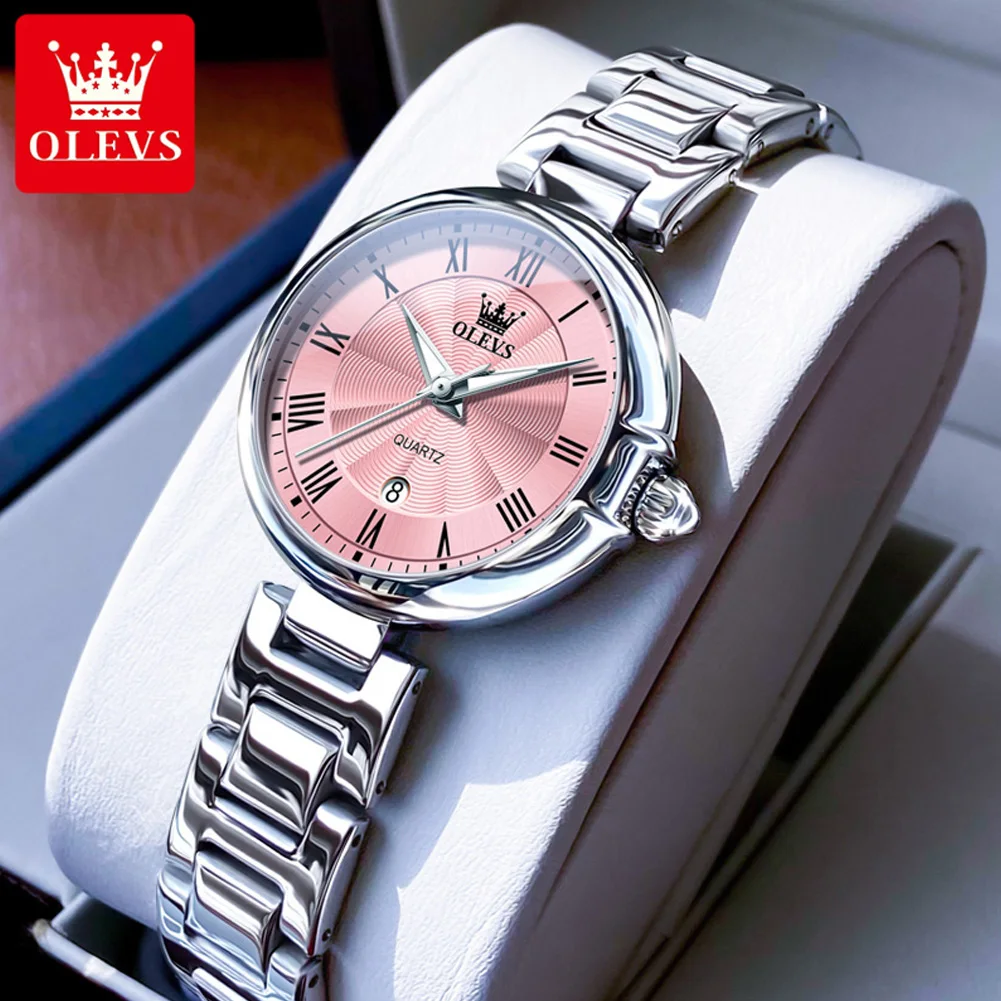 OLEVS 5608 Luxury Ladies Dress Wristwatch Elegant Waterproof Roman Scale Luminous Quartz Watch for Women