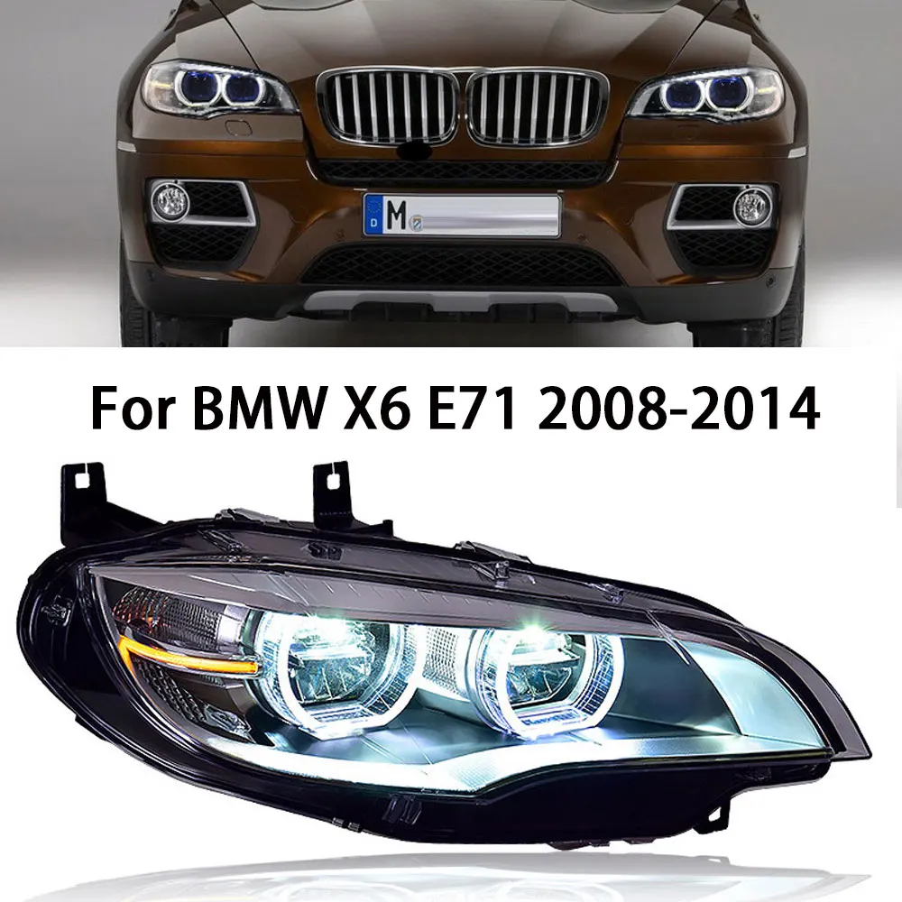 Car Led Front Lights For BMW X6 E71 Headlight 2008-2014 Accessories Modified Full Led Hi Low Beam Headlamp Assembly