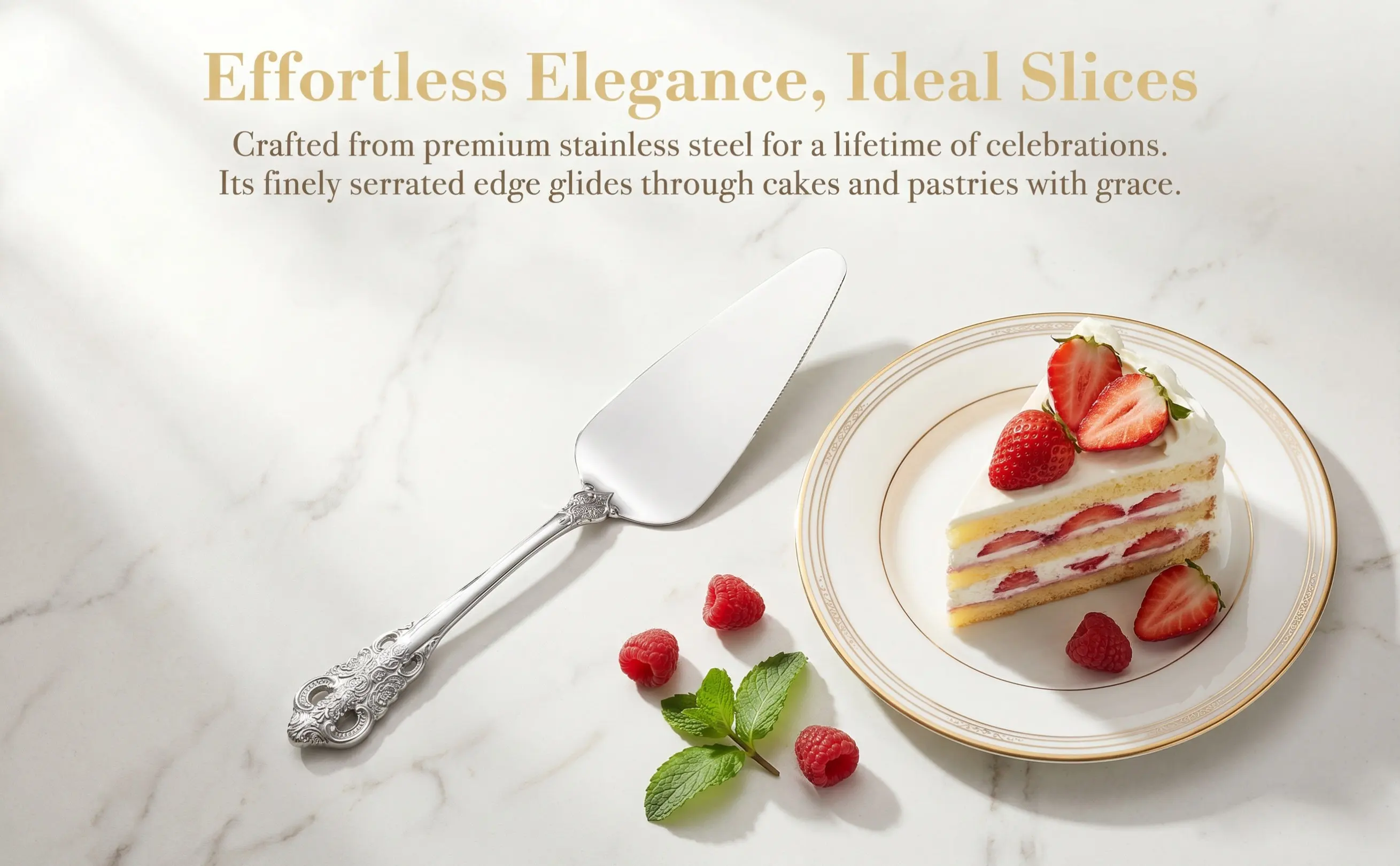 Stainless Steel Cake Slicer Spatula Humanized Handle Rust Resistant Easy Clean for Cake Decorating Serving Pizza Cheesecake