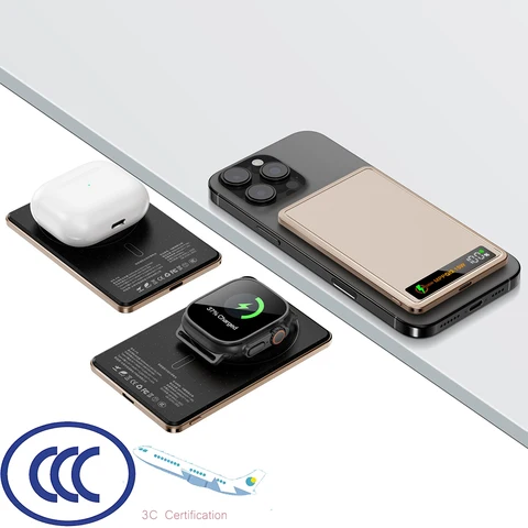 Китайский портативный беспроводной магнитный внешний аккумулятор 3C CCC, 5000 мАч, с быстрой зарядкой, для iPhone (совместим с MagSafe)