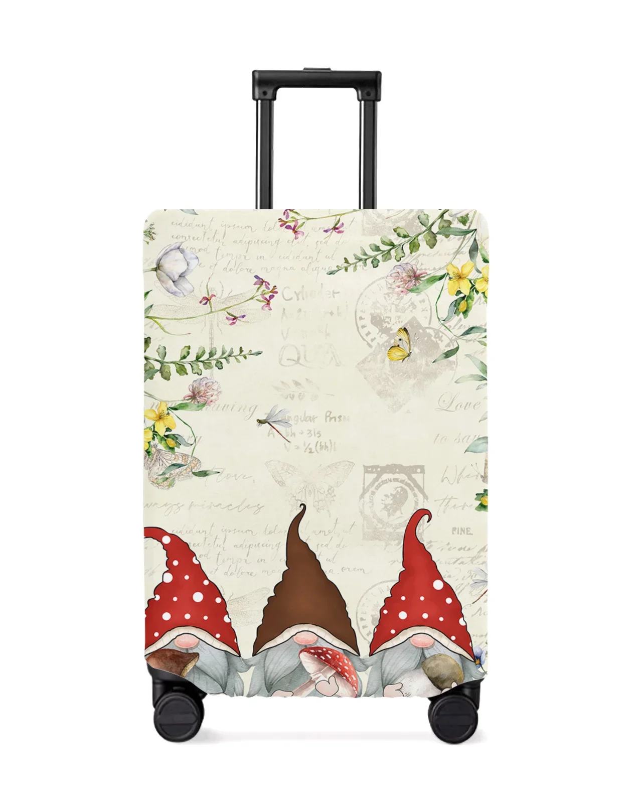 Mushroom Gnomes Plants Flowers Luggage Cover Stretch Suitcase Protector Baggage Dust Cover for 18-32 Inch Travel Suitcase Case